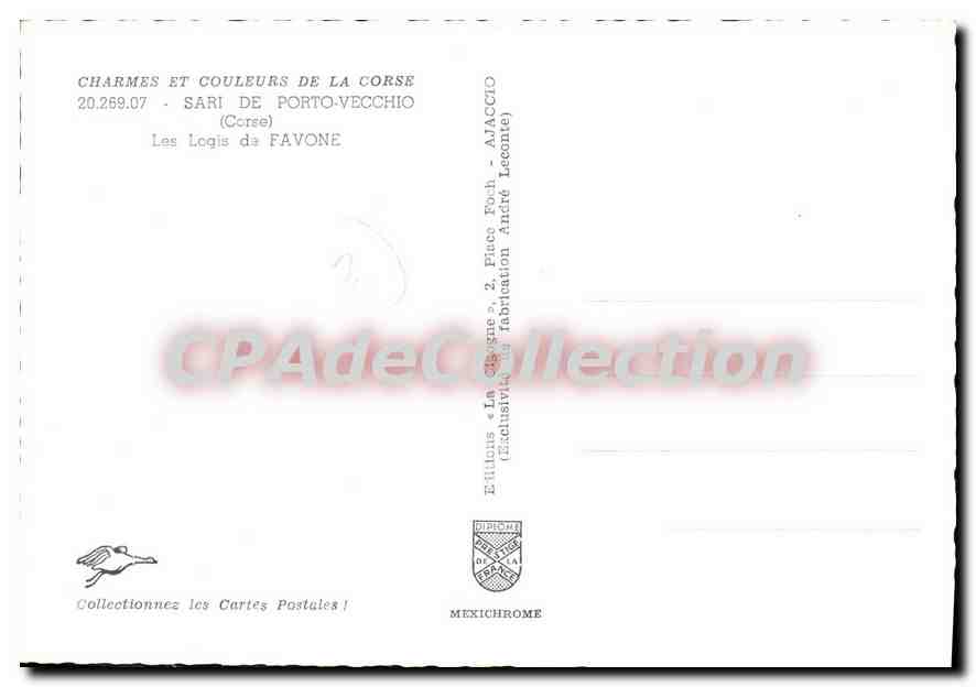 CPSM Sari de Porto Vecchio Les Logis De Favone — Verso