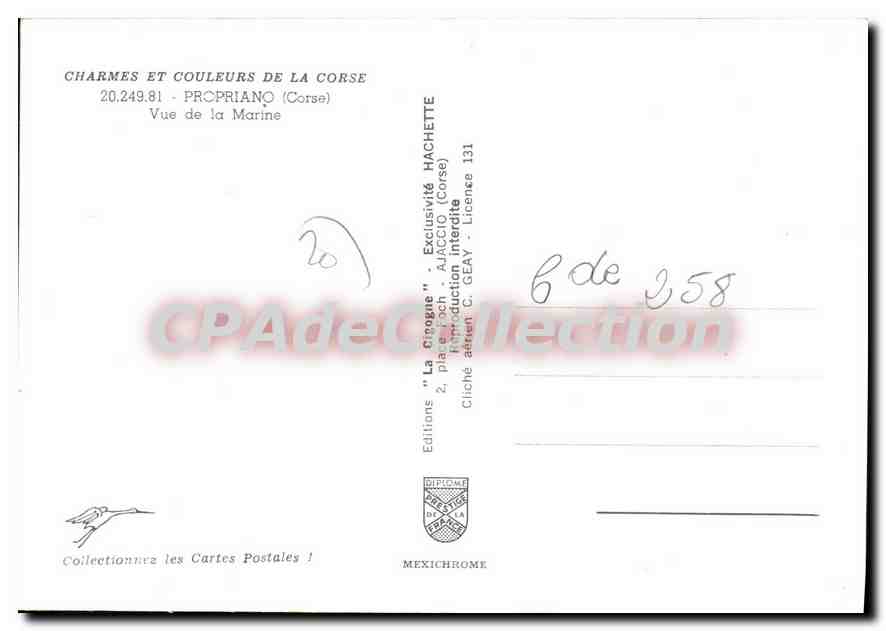 Propriano (Corse) — Vue de la Marine — Éditions "La Grenoue" — Verso