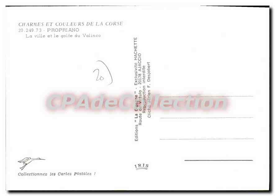 CPSM Propriano La Ville Et Le Golfe Du Valinco — Verso