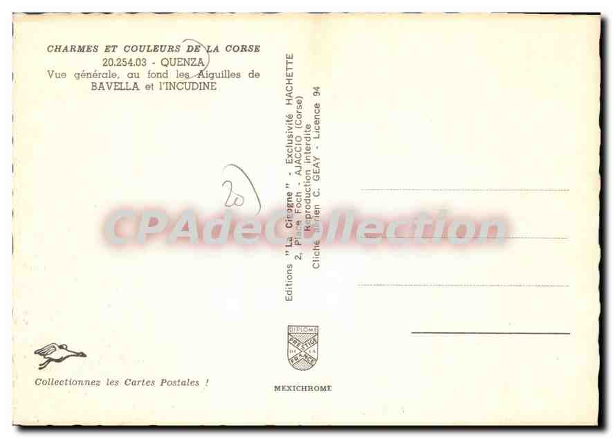 CPSM Quenza Vue Generale Au Fond Les Aiguilles De Bavella Et I'Incudine — Verso