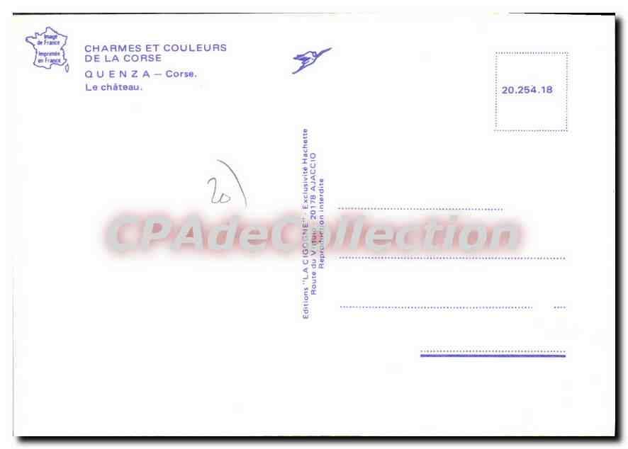 CPSM Quenza Corse Le Château — Verso