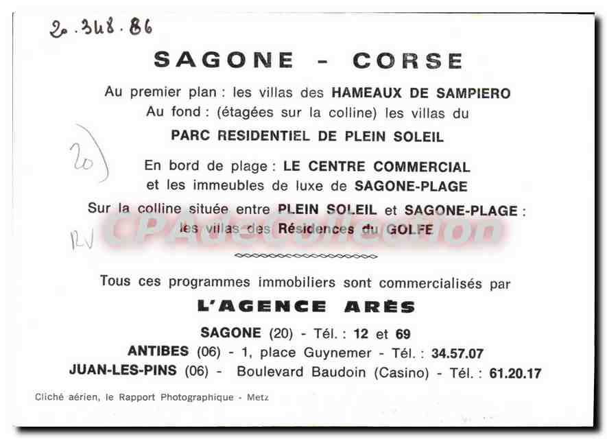 CPSM Sagone sampiero — Verso