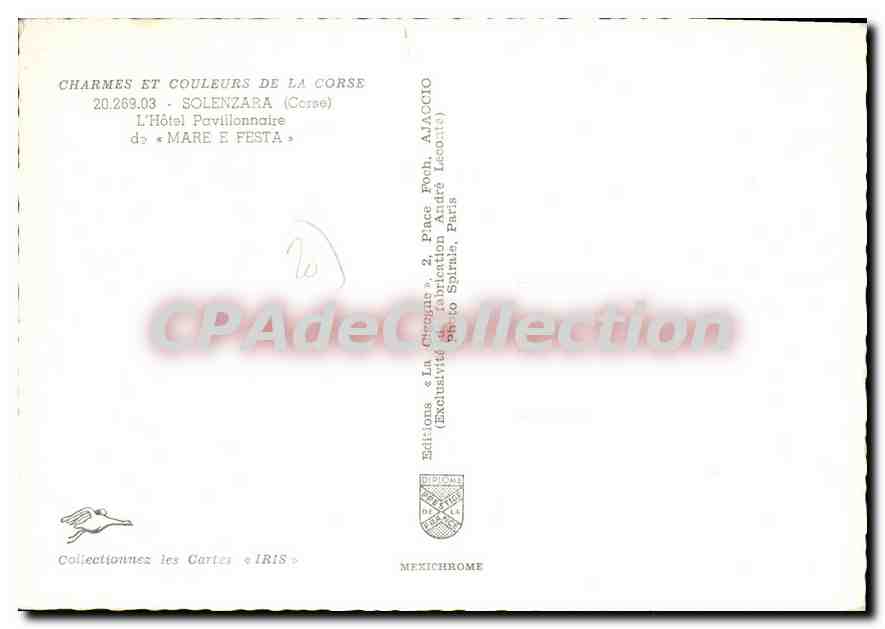CPSM Solenzara L'Hotel Pavillonnaire Mare E Festa — Verso