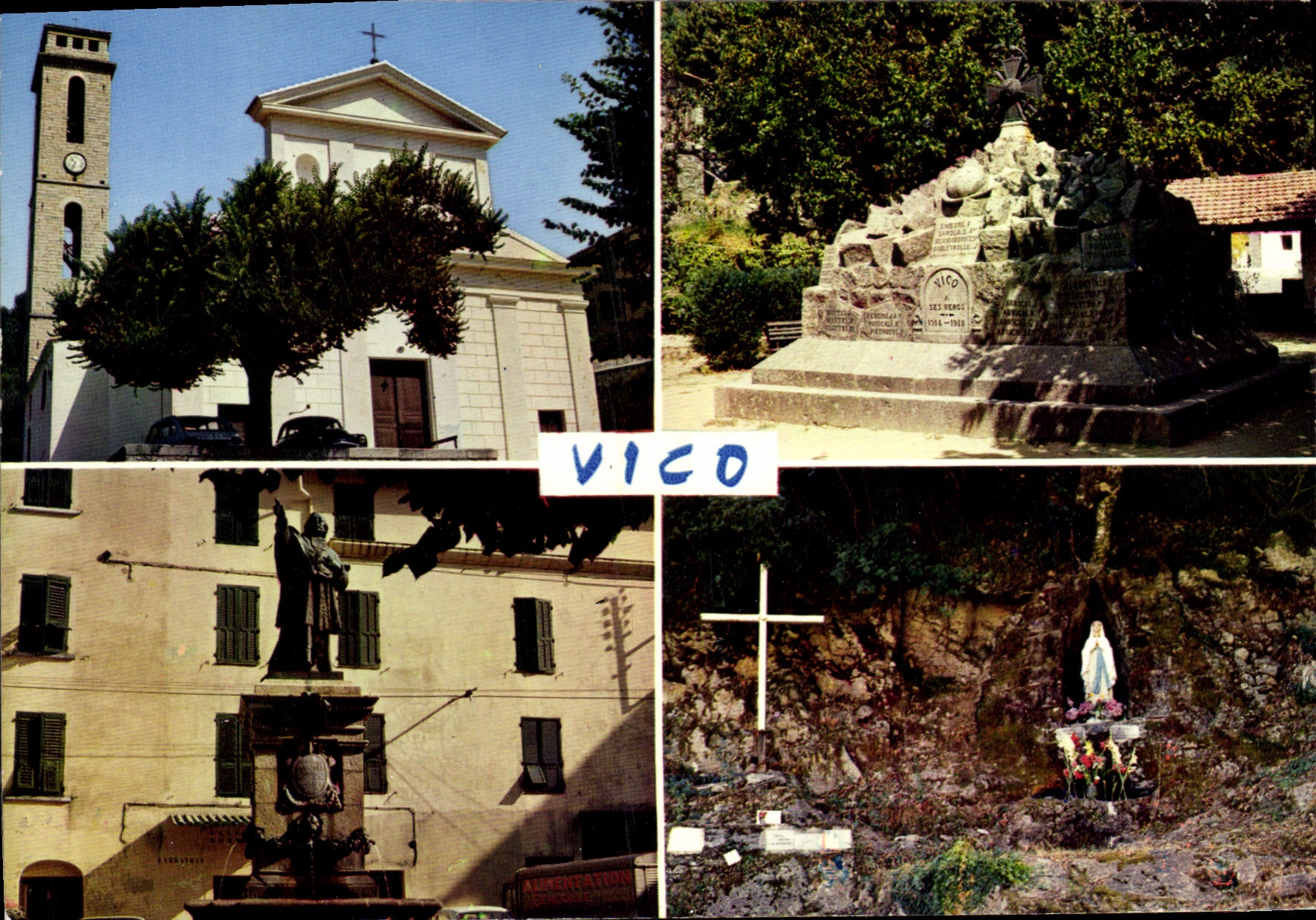CPSM Vico L'Eglise Monument Aux Morts La Fontaine Statue De casanelli d'istria