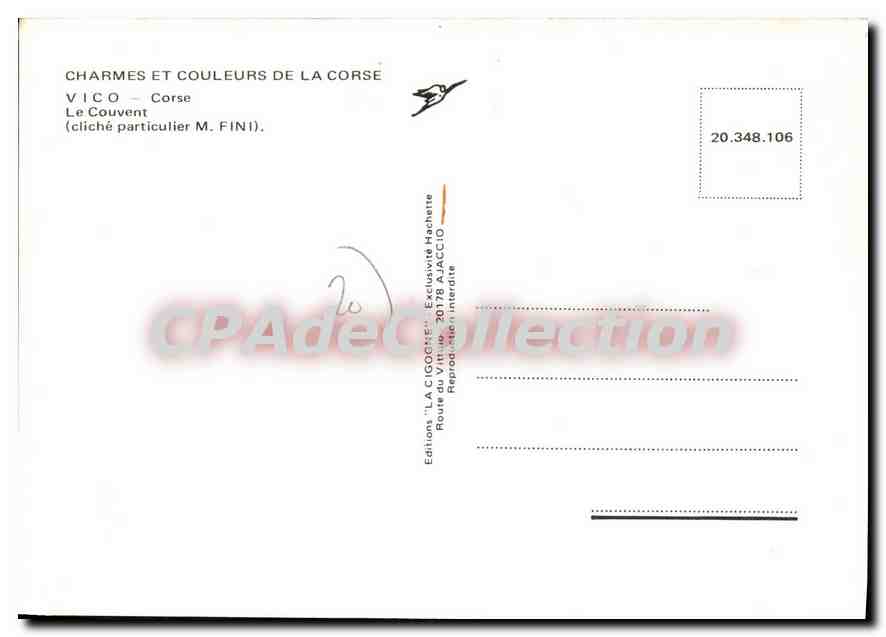 CPSM VIco Le Couvent Corse — Verso