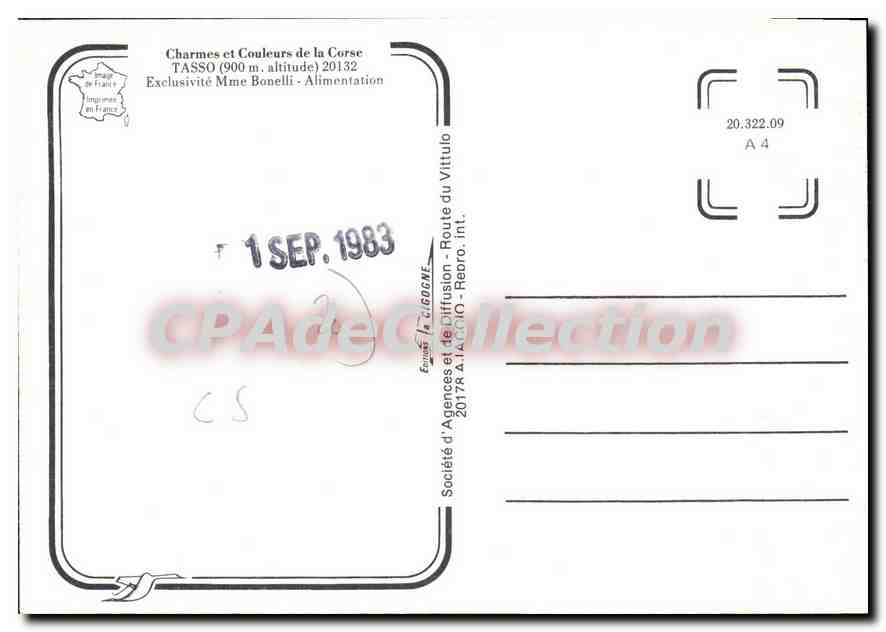 CPSM Tasso Exclusivite Mme Bonelli Alimentation — Verso