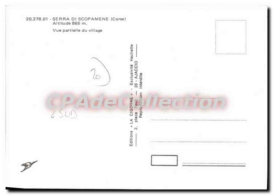 Serra di Scopamene — Vue partielle du village — Editions La Cigogne, Ajaccio — Verso