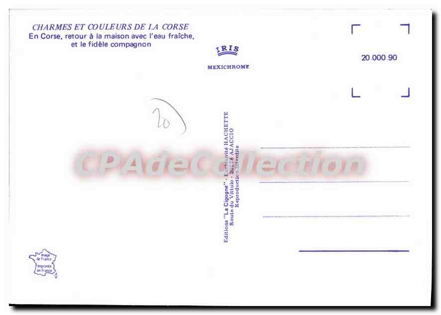 Mujer con burro — Córcega — Ediciones 'La Cigogne' — Reverso