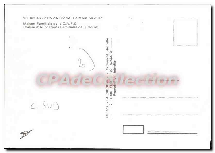 CPSM Zonza Le Mouflon D'Or Maison Familliale De La CAFC — Verso