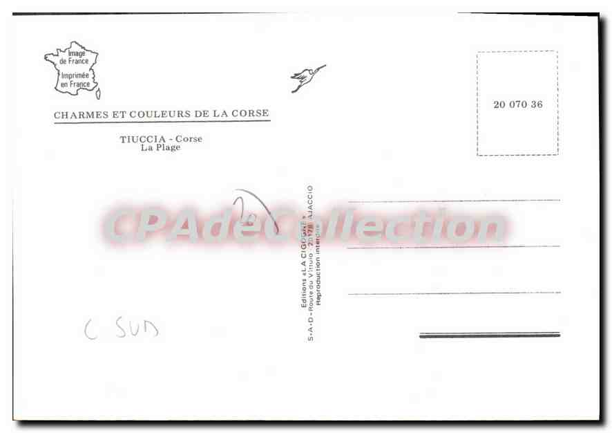 CPSM Tiuccia Corse La Plage — Verso