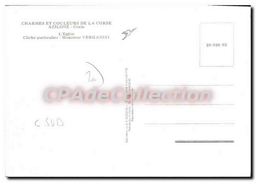 CPSM Azilone Corse L'Eglise — Verso