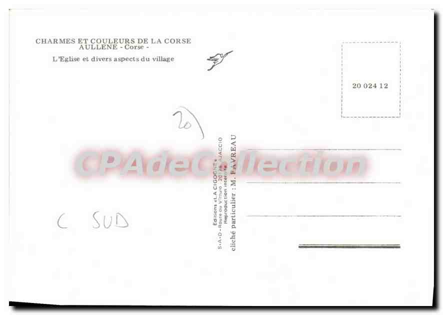 CPSM Aullene Corse L'Eglise Et Divers Aspects Du Village  — Verso