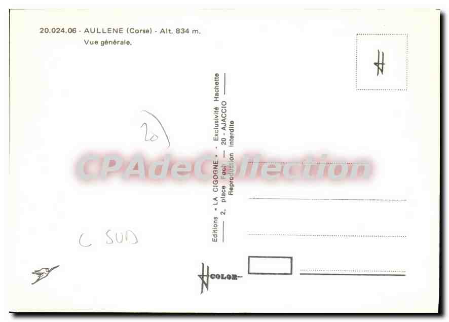 CPSM Aullene Corse Vue Generale  — Verso