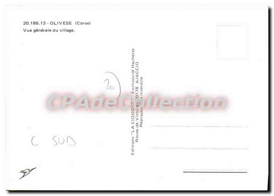 CPSM Olivese Vue Generale Du Village  — Verso
