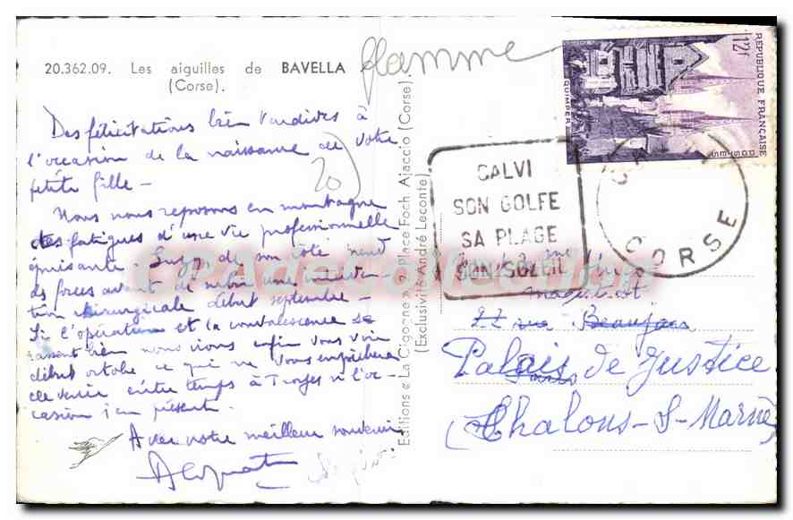 CPA Bavella Les Aiguilles — Verso
