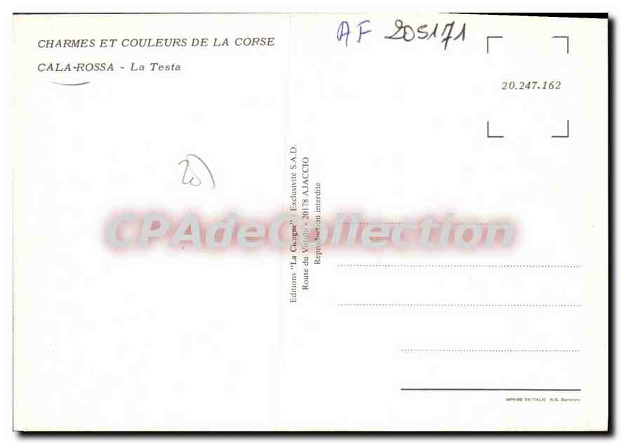 CPSM Cala Rossa La Testa  — Verso