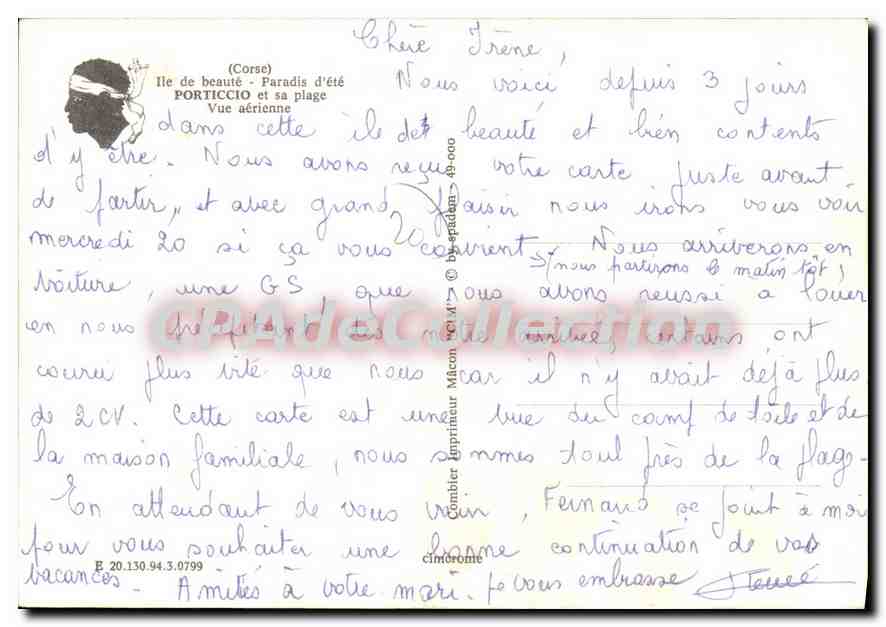 CPSM Porticcio Et Sa Plage Vue Aerienne — Verso