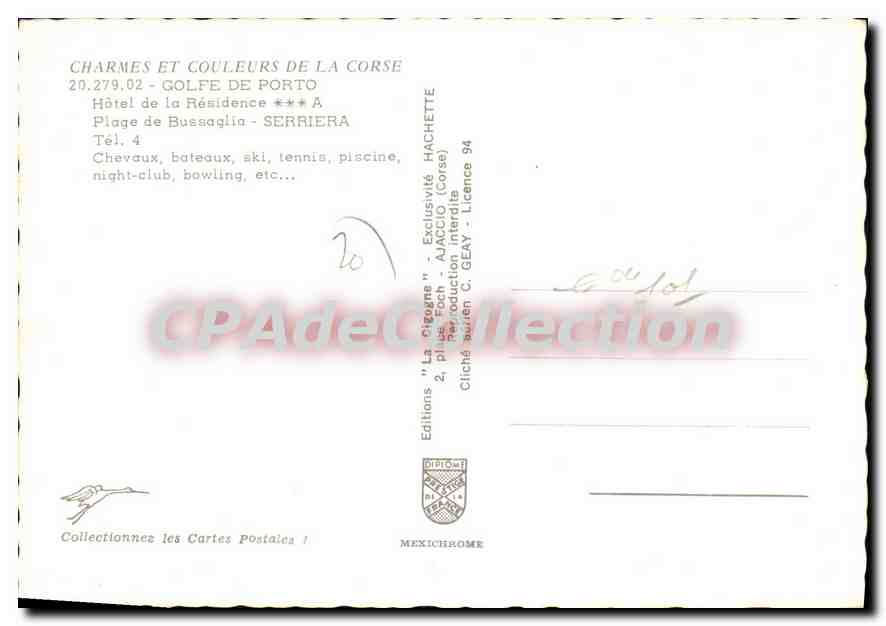 Golfe de Porto — Plage de Bussaglia — Serriera — Éditions 'La Cigogne' — Reverso