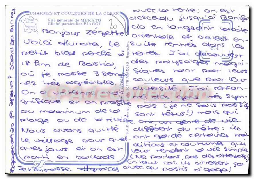 CPSM Murato Vue Generale De Cliche Particulier Biaggi — Verso