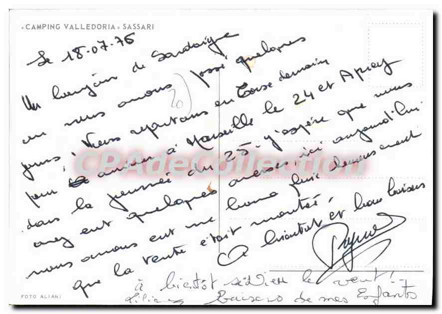 CPSM Camping Valledoria Sassari — Verso