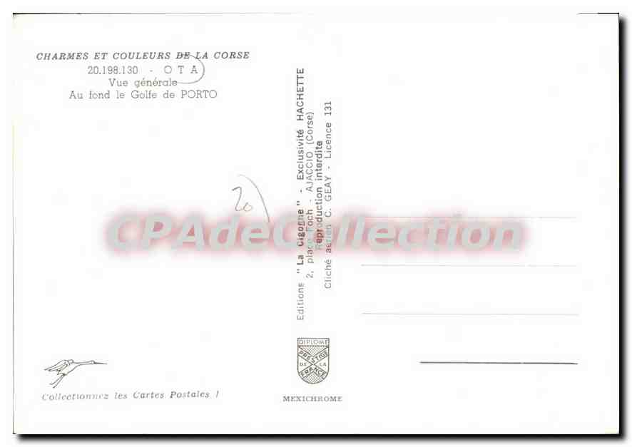 Vue générale de Porto — Corse — Éditions Hachette — Verso