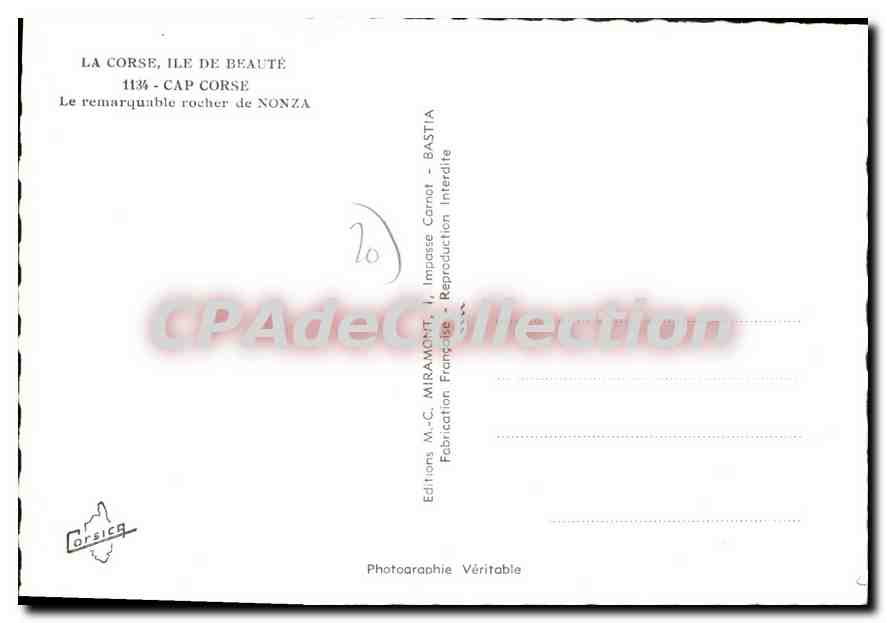 CPSM Cap Corse Le Remarquable Rocher De Nonza — Verso