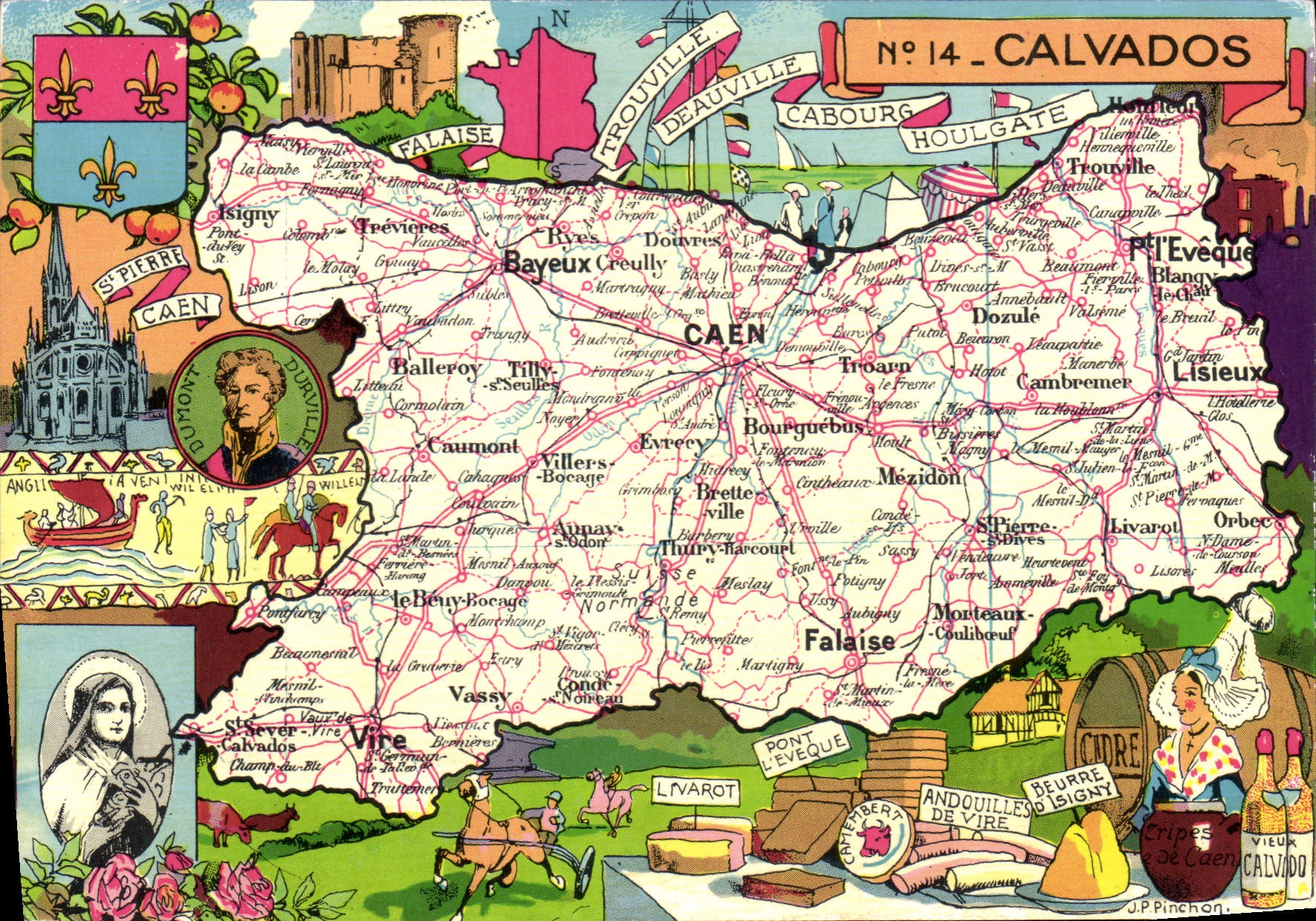 Calvados — Carte postale illustrée — N°14 — Éditeur J.P. Pinchon