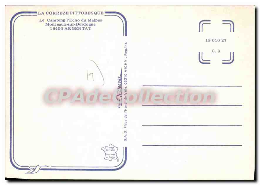 Camping l'Echo du Malpas — Monceaux-sur-Dordogne — S.A.D. de France Vichy — Verso