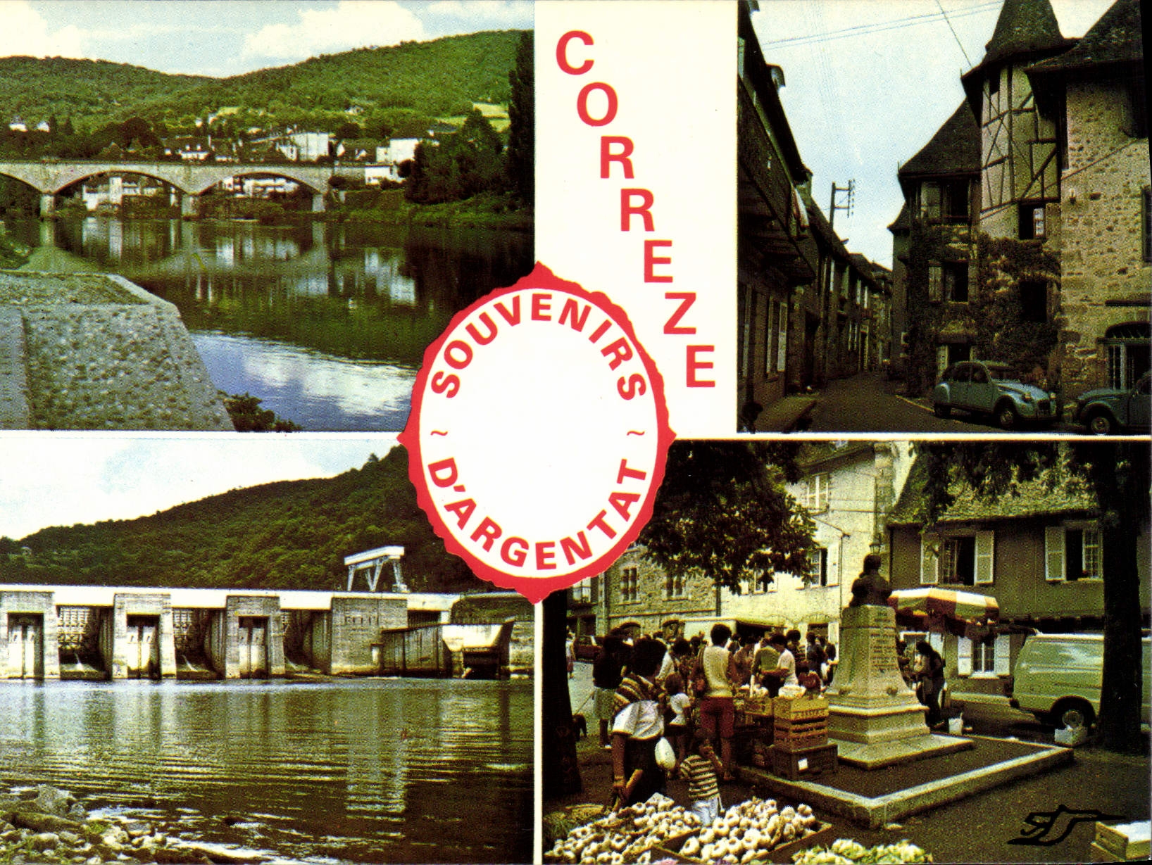 CPSM Argentat Centre De Sejour Et De Tourisme Le Barrage Du Sablier place du marché