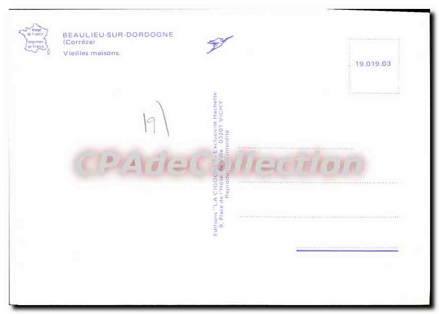 CPSM Beaulieu Sur Dordogne Vieilles Maisons — Verso
