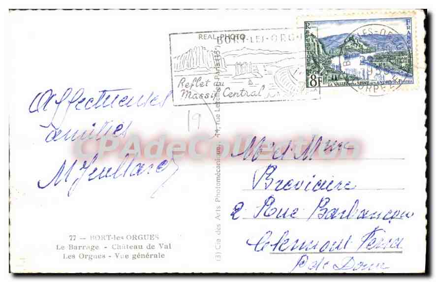 CPA Bort Les Orgues Le Barrage Chateau De Val Vue Generale — Verso