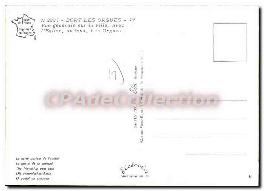 Bort-les-Orgues — vue générale avec l'église au fond — Élécé — Verso