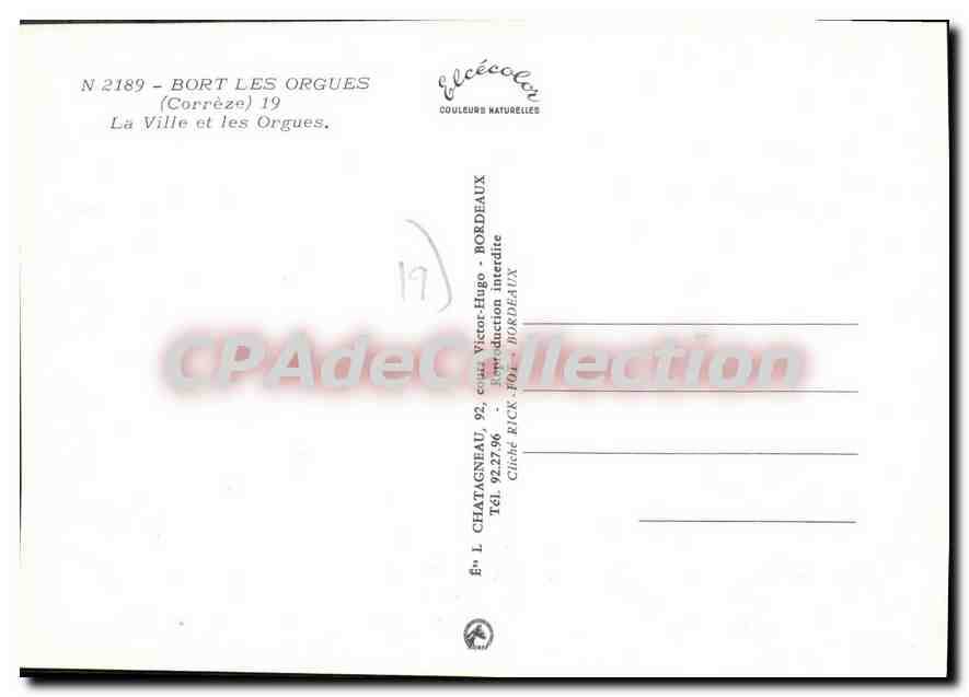 Bort-les-Orgues — La Ville et les Orgues — Élécé — Verso