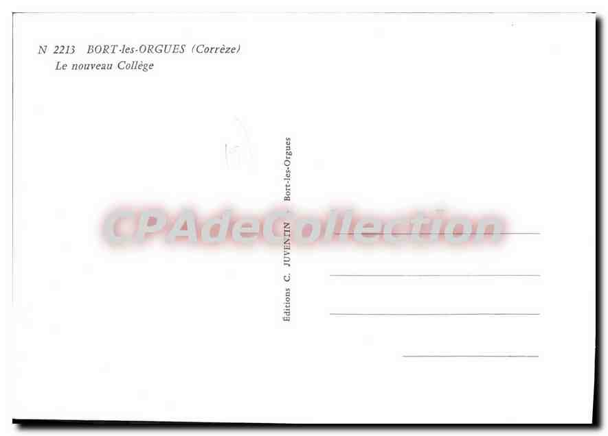 Bort-les-Orgues — Le nouveau Collège — Éditions C. Juvenin — Verso