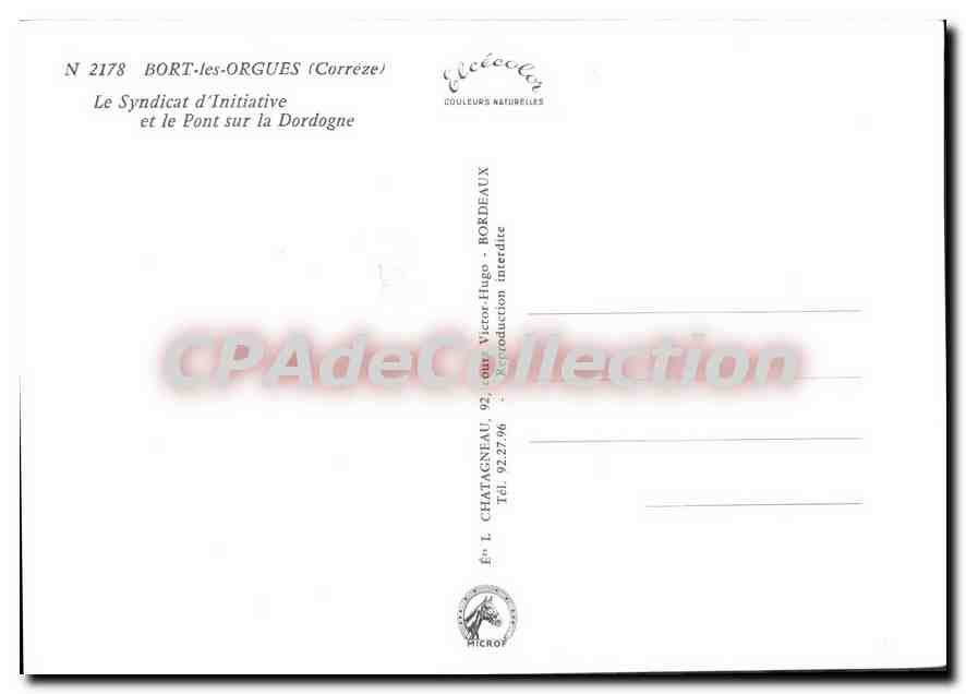 Bort-les-Orgues (Corrèze) — The Initiative Syndicate and the Bridge over the Dordogne — Publisher Elcé — Back