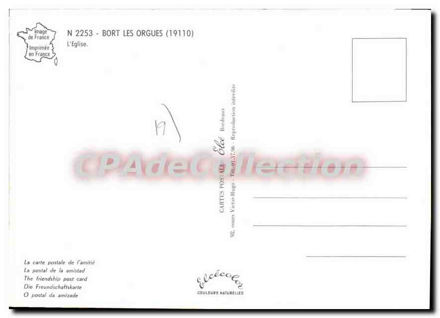 CPSM Bort Les Orgues L'Eglise — Verso