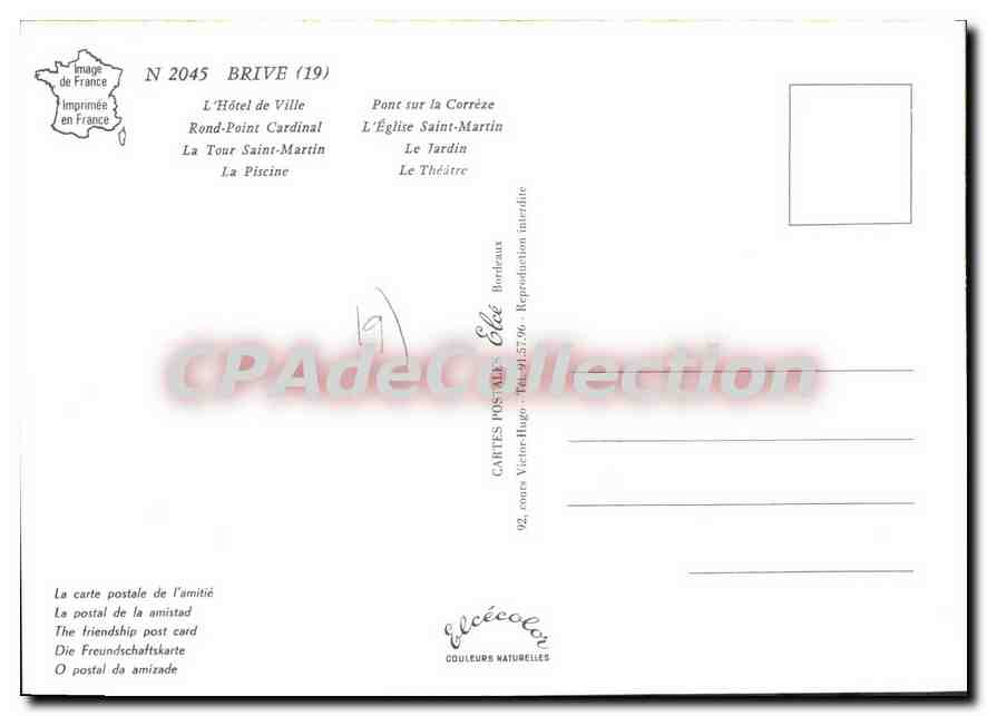 Brive — Souvenir de Brive — Éditeur Elée — Verso