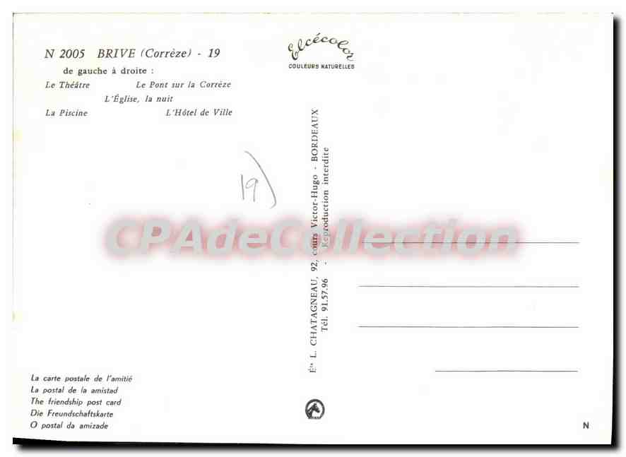 Brive-la-Gaillarde — Souvenir de Brive — Éditeur Elcè, n° 2005 — Reverso