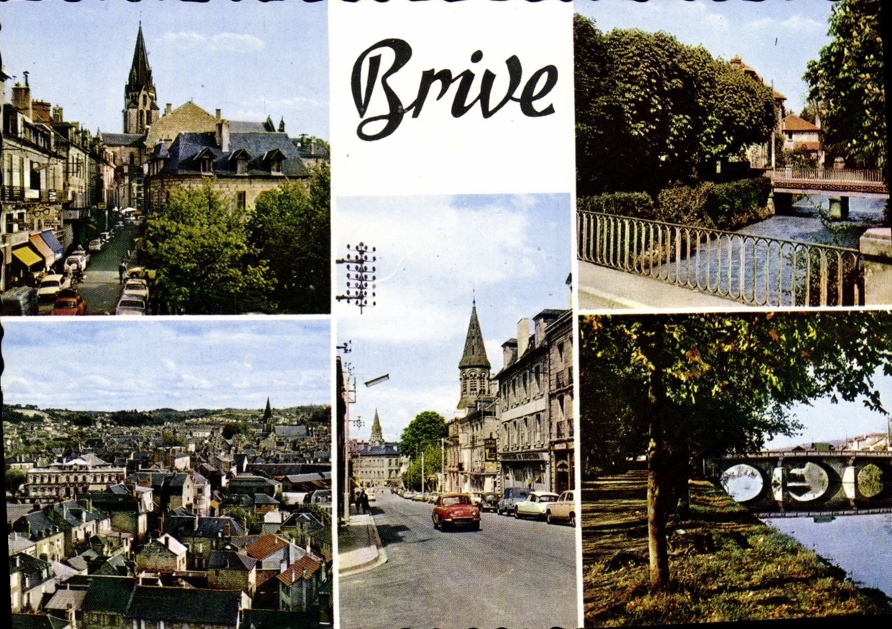 Brive — vue générale, rue Toulzac, canal de la Guiérie, avenue Jean Jaurès, bords de la Corrèze — Éditions Théolaz, Limoges