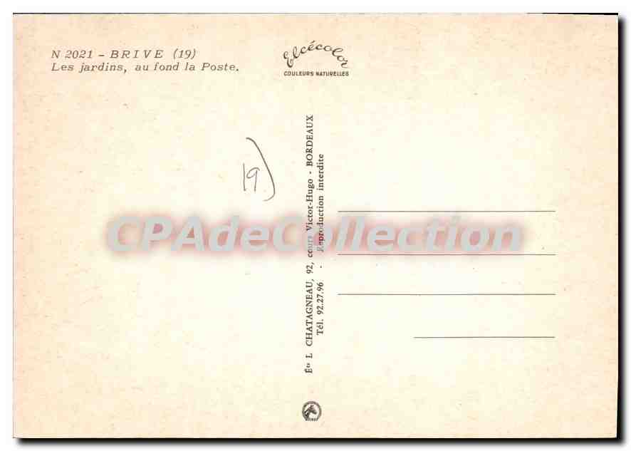 Les jardins de Brive — au fond la Poste — Éléé — Verso