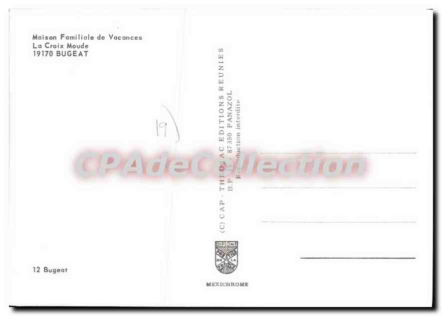 Maison Familiale de Vacances La Croix Moude — Bugeat — éditeur CAP - THIOLAC ÉDITIONS REUNIES — Verso