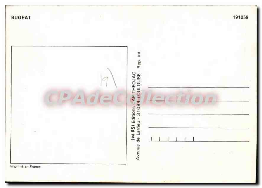 CPSM Bugeat blason adhésif — Verso