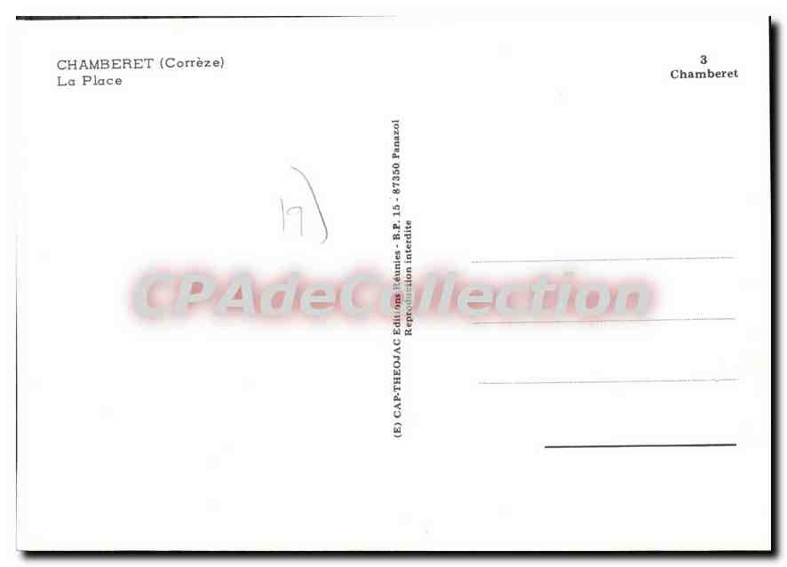 Chamberet (Corrèze) — La Place — Éditions Théoujac — Verso