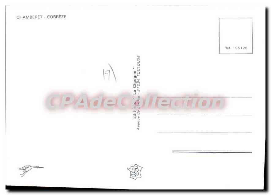 Chamberet - Corrèze — Écussons adhésifs — Édition 'La Cigogne' Toulouse — Verso