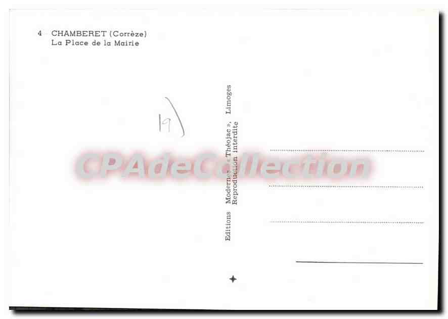 CPSM Chamberet La Place De La Mairie — Verso