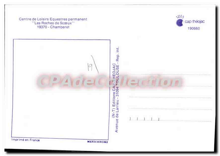 CPSM Chamberet Les Roches De Scoeux centre équestre — Verso