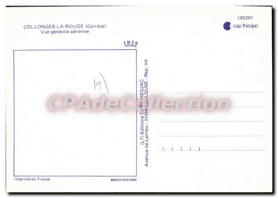 Collonges-la-Rouge (Corrèze) — Vue générale aérienne — Editions Cap Theojac — Back