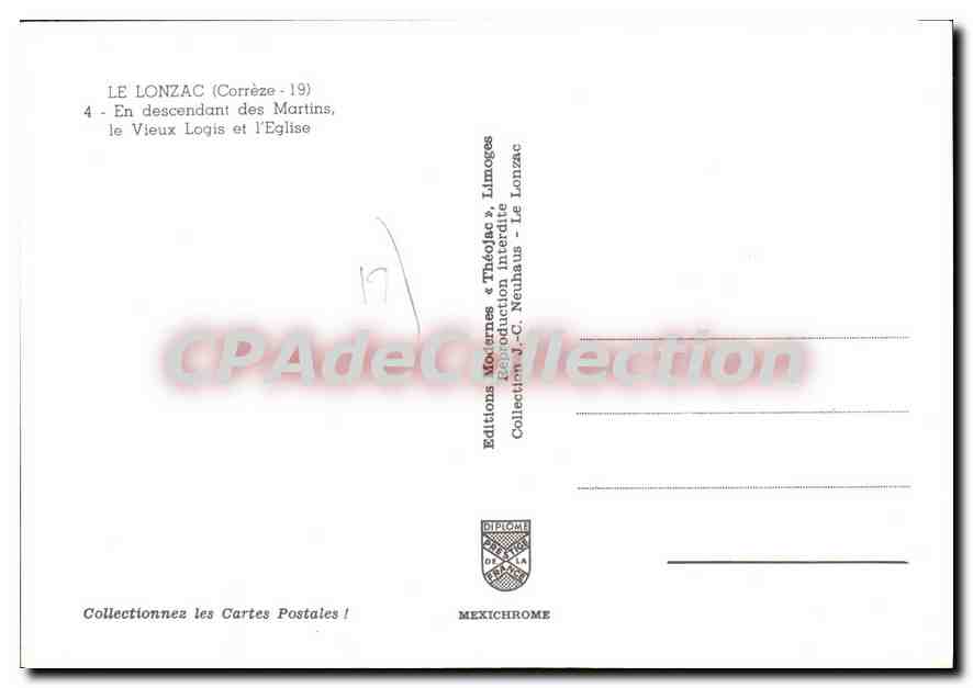 CPSM Le Lonzac En Descendant Des Martins Le Vieux Logis Et I'Eglise — Verso