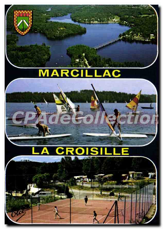 CPSM Marcillac La Croisille Vue Aerienne L'Ecole De Planche A Voile tennis