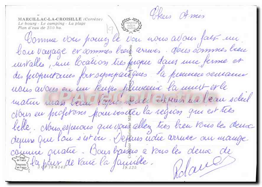 CPSM Marcillac La Croisille Le Bourg Le Camping La Plage — Verso